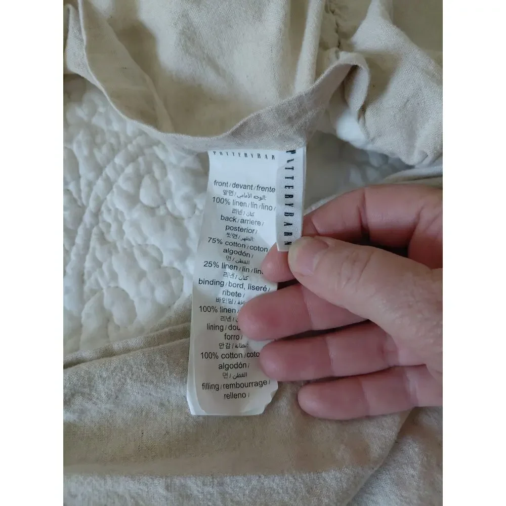 Pottery Barn Linen Washed Pillow Shams 26X26 Flax Taupe Set Of 2 NEW Oatmeal